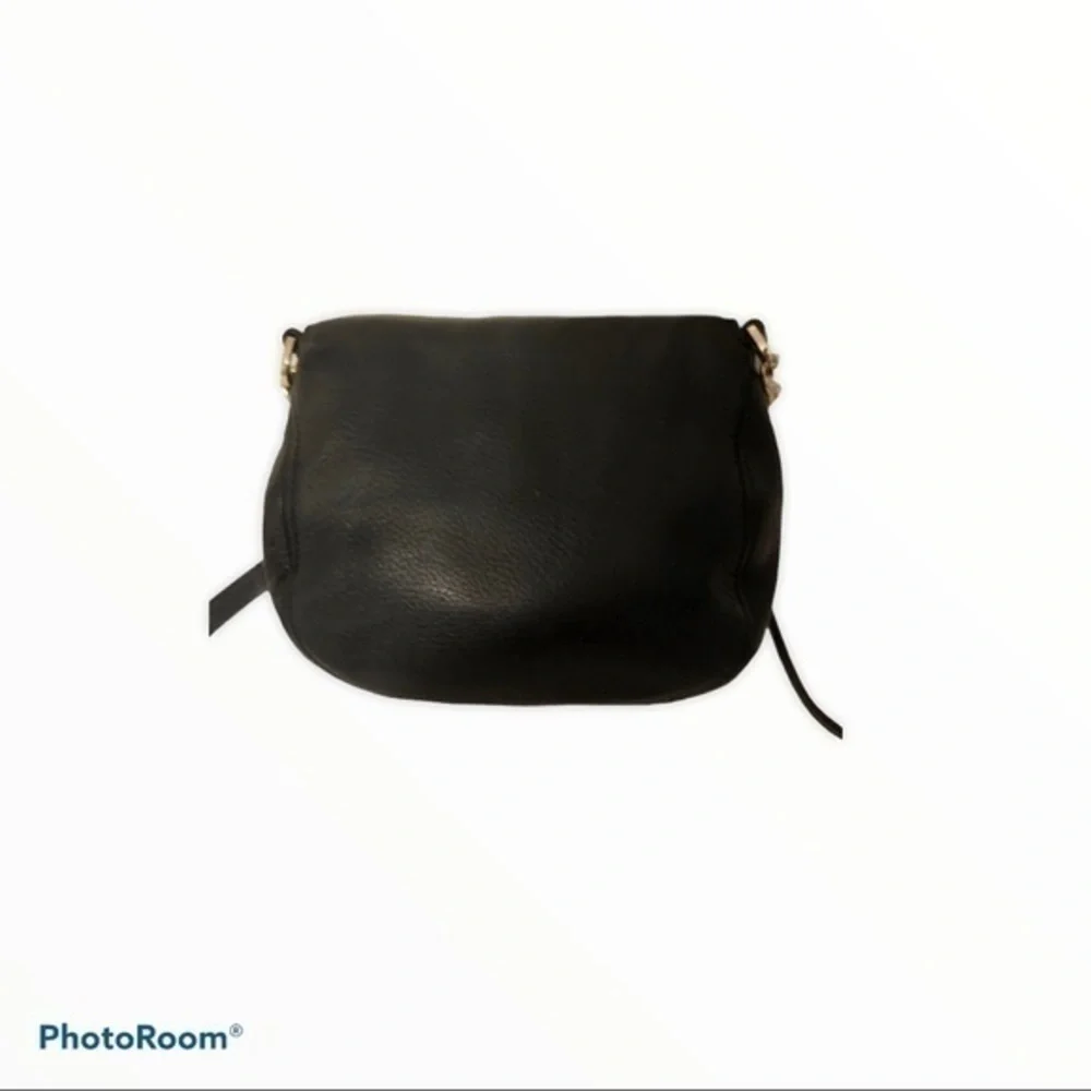 MICHAEL KORS black leather fold over crossbody bag